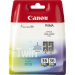 Canon 1511B018/CLI-36 Ink cartridge color twin pack, 2x249 pages 12ml Pack=2 for Canon Pixma IP 100/Mini 260