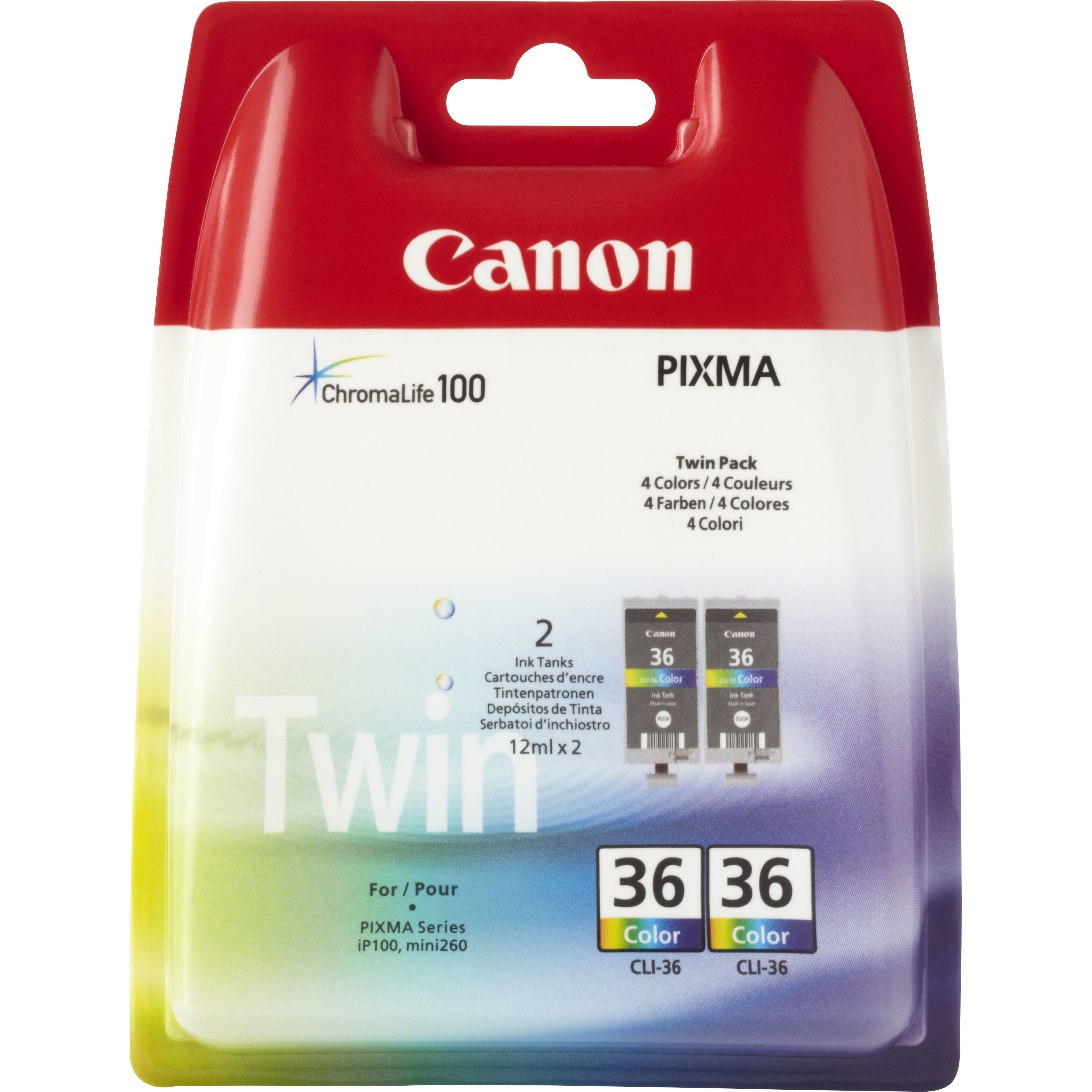 Image of Canon 1511B018/CLI-36 Ink cartridge color twin pack, 2x249 pages...
