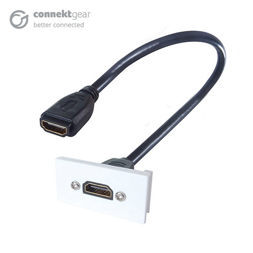 CONNEkT Gear 0.3m AV Snap-In HDMI Module 25 x 50mm - Socket to Socket - White