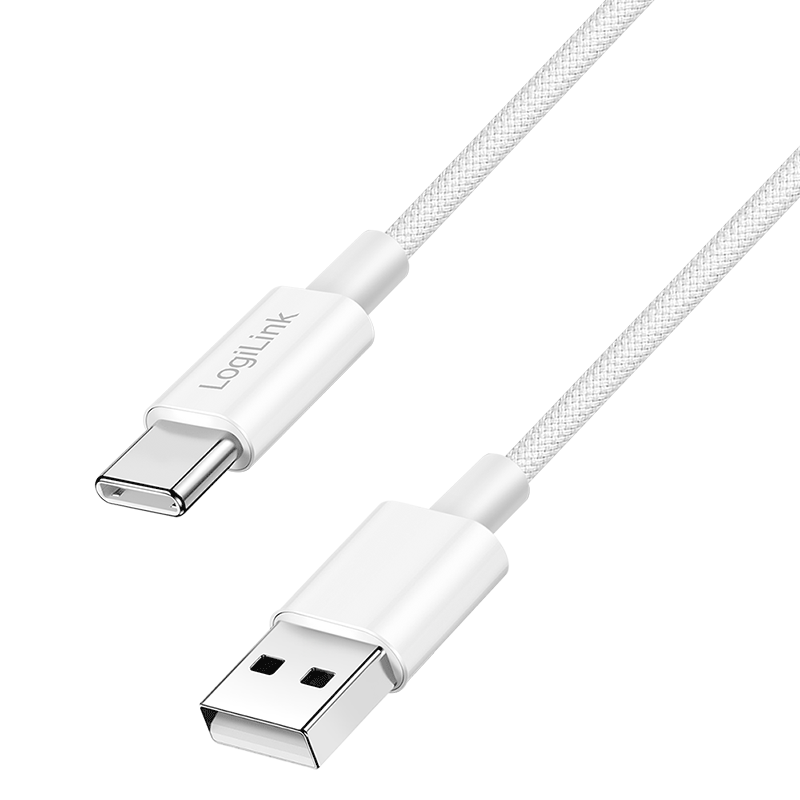 LogiLink USB 2.0 Type-C cable. A/M to C/M. 480 Mbps. 60W. nylon. white