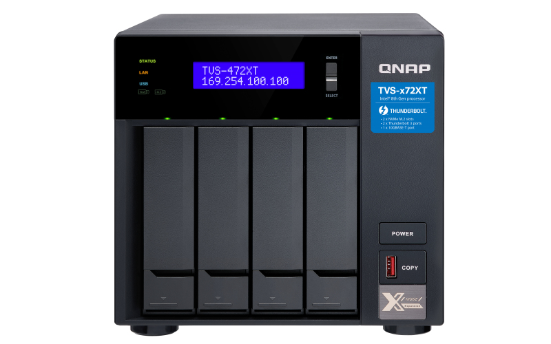 QNAP TVS-472XT NAS Tower Ethernet LAN Black i3-8100T