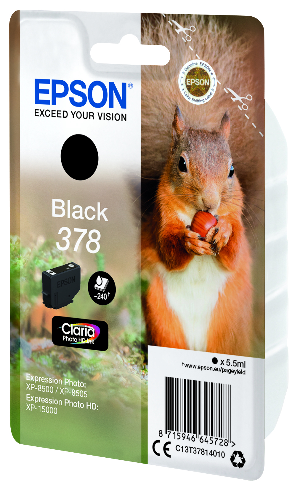Epson C13T37814010/378 Ink cartridge black, 240 pages 5.5ml for Epson XP 15000/8000