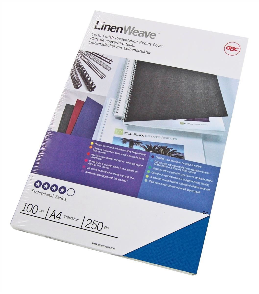 Image of GBC LinenWeave Binding Covers 250gsm A4 Royal Blue (100)