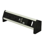 Bachmann DESK 1 power extension 2 AC outlet(s) Indoor Black, Silver