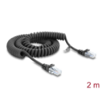 DeLOCK RJ50 Coiled Cable male to male 2 m black