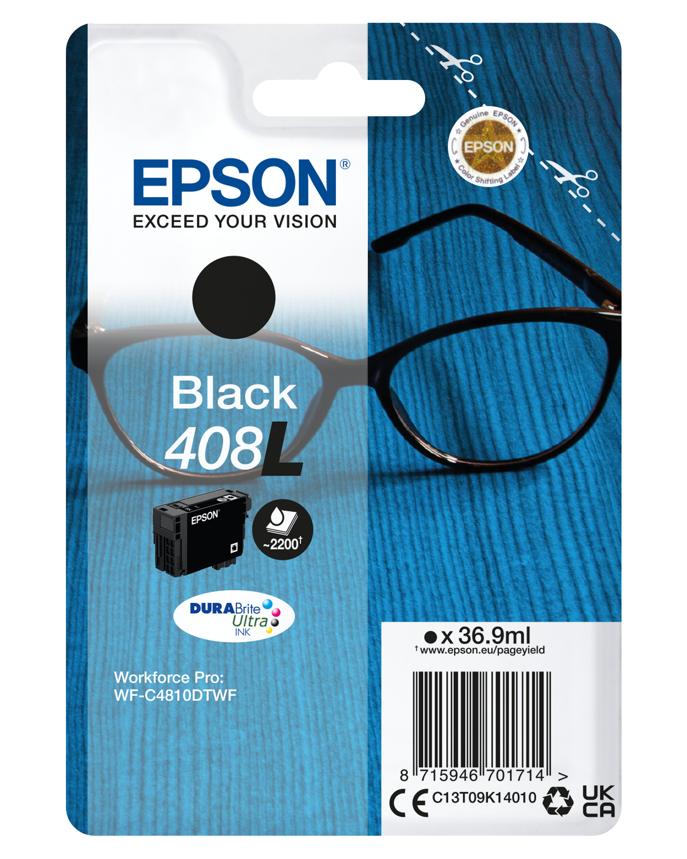 Image of Epson C13T09K14010/408L Ink cartridge black high-capacity, 2.2K...