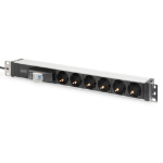 Digitus Aluminum Outlet Strip, 6 safety outlets with circuit breaker