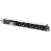 Digitus Aluminum Outlet Strip, 6 safety outlets with circuit breaker