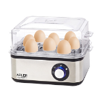 Adler AD 4486 egg cooker 8 egg(s) 800 W Black, Satin steel, Transparent