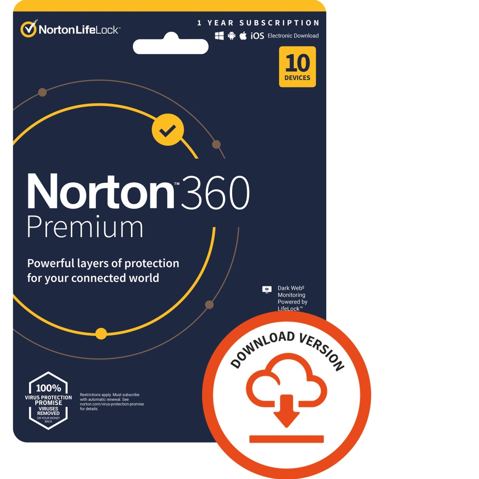 Image of NortonLifeLock 360 Premium 2022, Antivirus Software for 10...