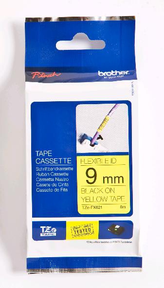 Image of Brother TZE-FX621 DirectLabel black on yellow Laminat 9mm x 8m for...
