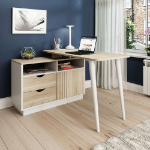 Teknik Bridge L-Shaped Home Office Desk W1200 x D550 x H750mm Sonoma Oak - 7700006 DD
