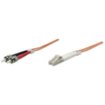 Intellinet Fiber Optic Patch Cable, OM1, LC/ST, 5m, Orange, Duplex, Multimode, 62.5/125 µm, LSZH, Fibre, Lifetime Warranty, Polybag