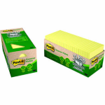 POST-IT 654R-24CP-CY 100% RECYCLED GREENER NOTES 76 X 76MM 75 SHEETS YELLOW CABINET PACK OF 24