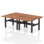 Dynamic Air Back-to-Back W1200 x D800mm Height Adjustable Sit Stand 4 Person Bench Desk With Cable Ports Walnut Finish Black Frame - HA01758 DD