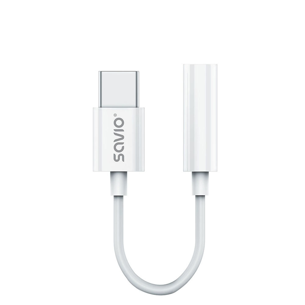 Savio AK-51 audio cable 0.11 m 3.5mm USB Type-C White