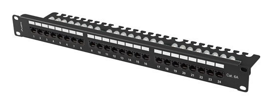 EU Product - 19" Patchpanel 1U 24-Port CAT.6A UTP + Kabelorg. sw