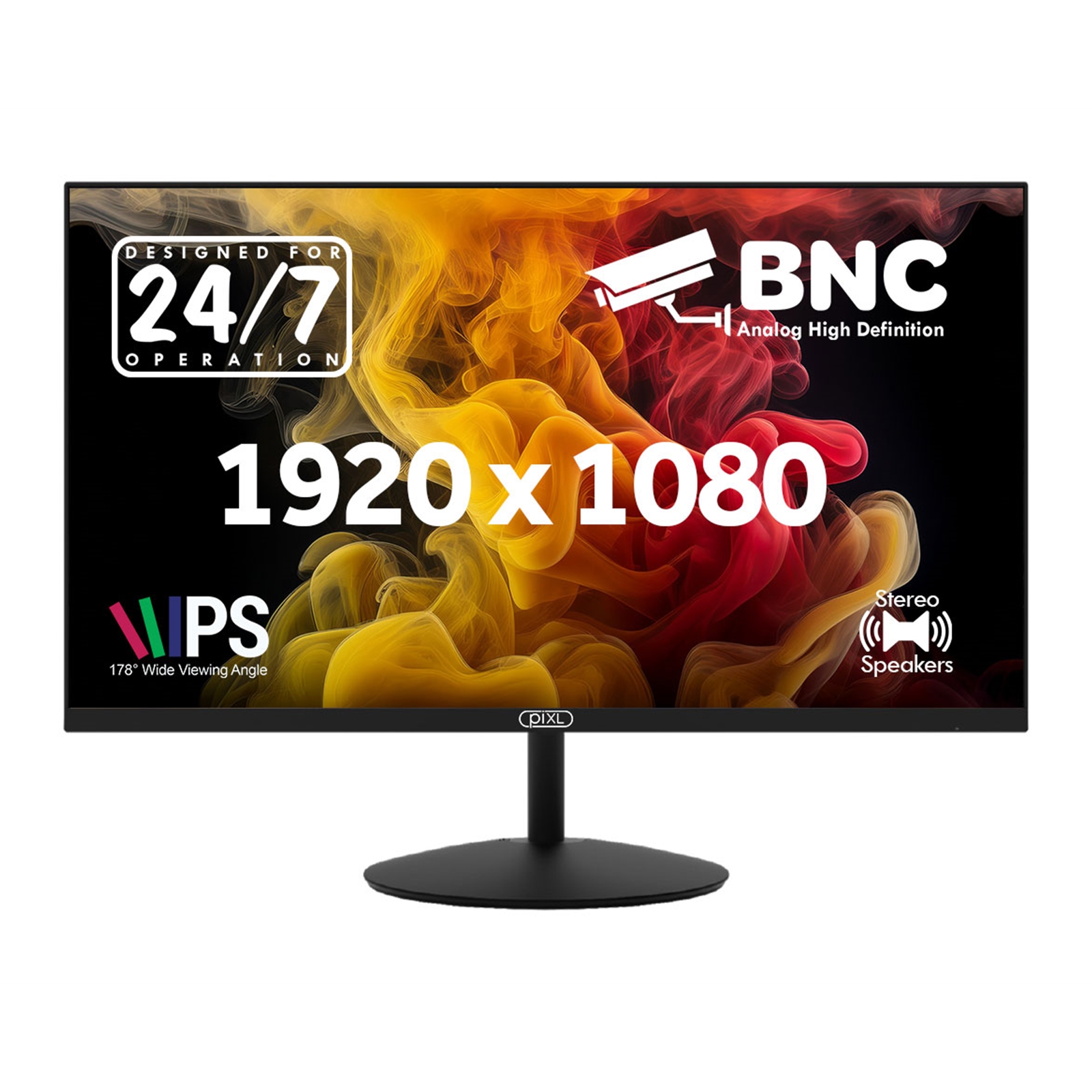 PIXL 24-inch Full HD Energy Saving CCTV IPS Monitor for 24/7 use with
