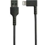 StarTech.com 1m tålig USB-A till Blixtkabel - svart 90° högervinkad, robust aramidfiber USB typ A till Blixtuppladdning/synkron sladd - Apple MFi-certifierad - iPhone