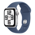 Apple Watch SE GPS 40mm Silver Aluminium Case with Denim Sport Band - S/M