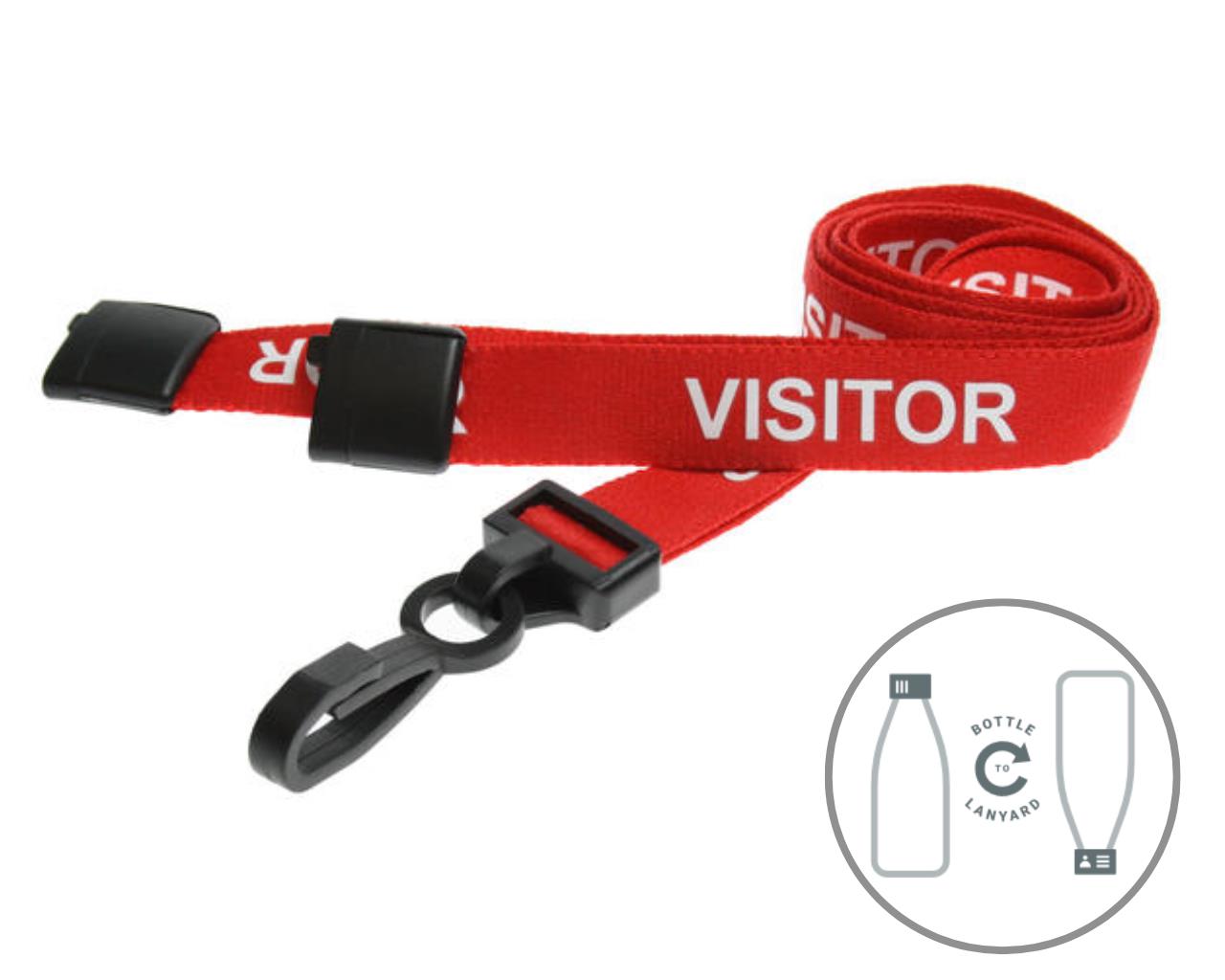 Image of Digital ID 15mm Recycled Red Visitor Lanyards with Plastic J Clip...