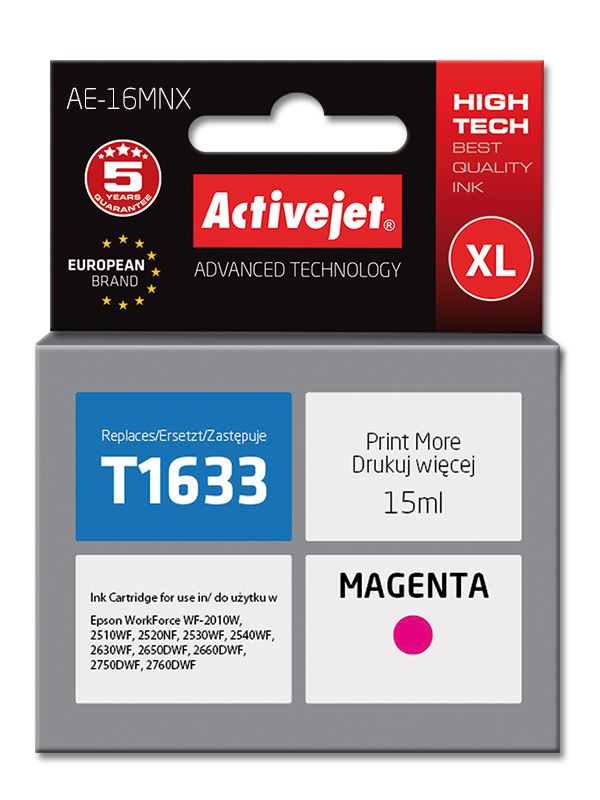 Activejet AE-16MNX ink (replacement for Epson 16XL T1633; Supreme; 15 ml; magenta)