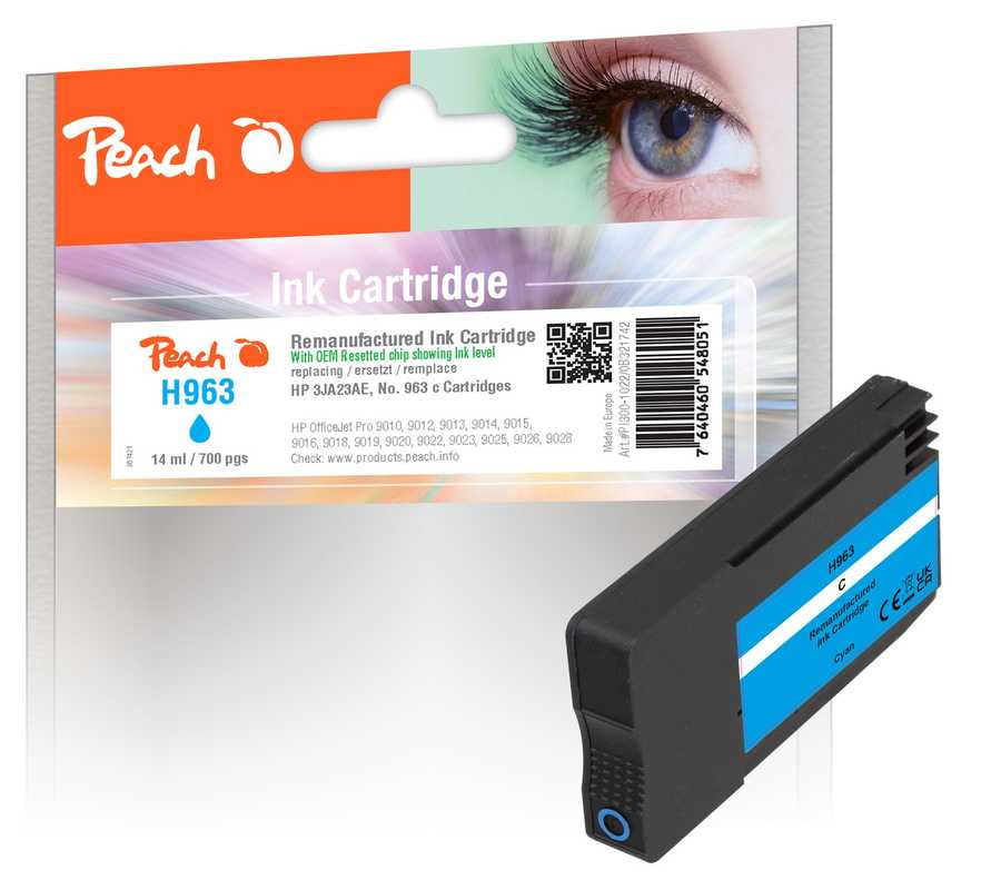 Peach 3JA23AE ink cartridge 1 pc(s) Compatible Cyan