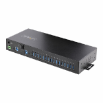 StarTech.com 16-Port Industrial USB 5Gbps Hub with Power Adapter, Metal Enclosure, Mountable, ESD Protection, Terminal Block Power, USB Charging, Dual-Host Switch - TAA