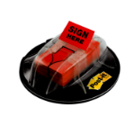 3M Post-it® Index Medium Flags, SIGN HERE Symbol, Red, 25.4 mm x 43.2 mm, 200 Flags/Dispenser, 1 Dispenser/Pack