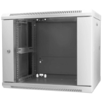 Intellinet Network Cabinet, Wall Mount (Standard), 9U, 600mm Deep, Grey, Assembled, Max 60kg, Metal & Glass Door, Back Panel, Removeable Sides, Suitable also for use on a desk or floor, 19", Parts for wall installation not included, Three Year Warranty