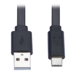 Tripp Lite U038-003-FL USB-A to USB-C Flat Cable - M/M, USB 2.0, Thunderbolt 3 Compatible, Black, 3 ft. (0.91 m)