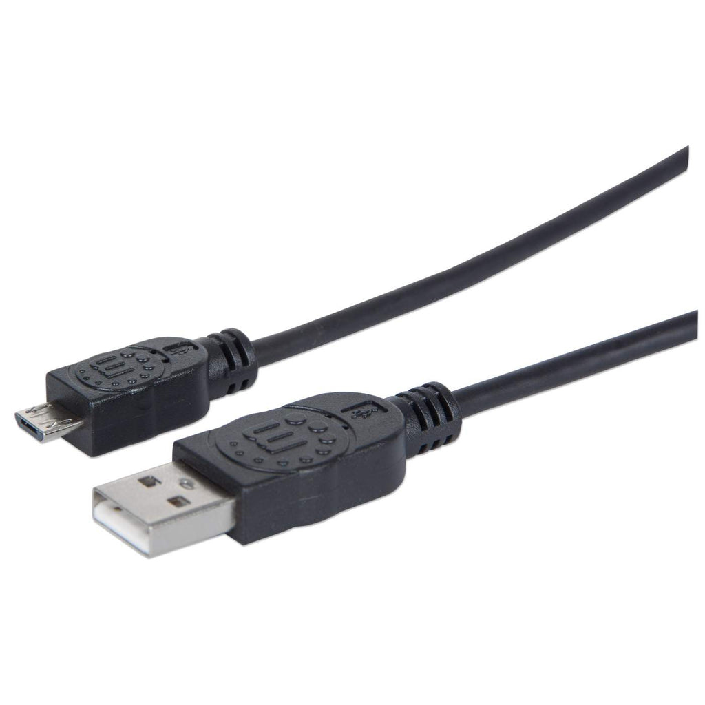Image of Manhattan USB-A to Micro-USB Cable, 1.8m, Male to Male, Black, 480...
