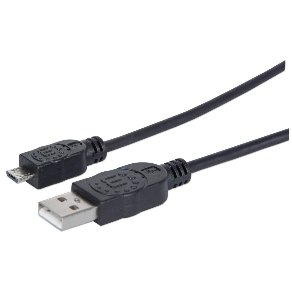 Photos - Cable (video, audio, USB) MANHATTAN USB-A to Micro-USB Cable, 1.8m, Male to Male, Black, 480 Mbp 307 