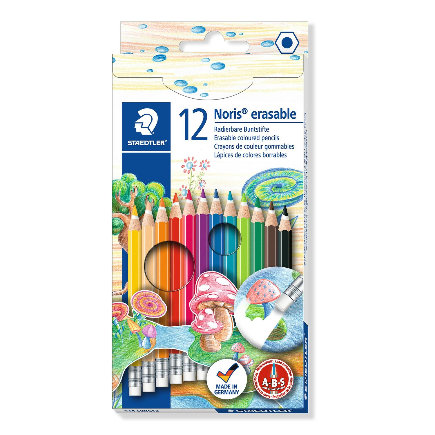 Staedtler Noris erasable 144 50 colour pencil Black, Blue, Bordeaux, Brown, Green, Light Green, Mauve, Navy, Orange, Peach, Red, Yellow 12 pc(s)