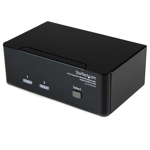 Image of StarTech.com 2 Port Dual DVI USB KVM Switch with Audio & USB 2.0 Hub
