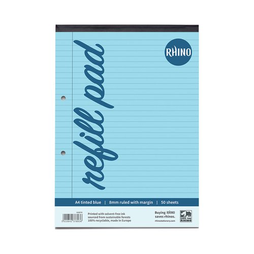 Image of Rhino A4 Special Refill Pad 50 Leaf, Blue Tinted Paper, F8M (Pack...
