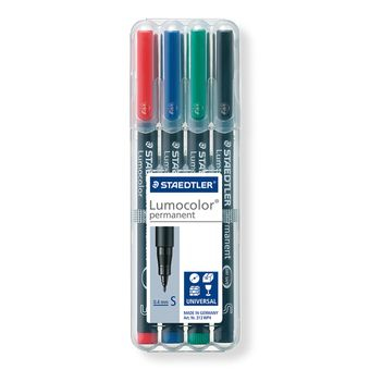 Staedtler Lumocolor 313 WP4 permanent marker Black, Blue, Green, Red 4 pc(s)