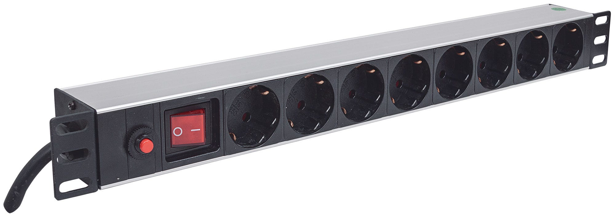 Intellinet 713986 grenuttag 8 AC-utgångar 1U Gjuten aluminium, Svart