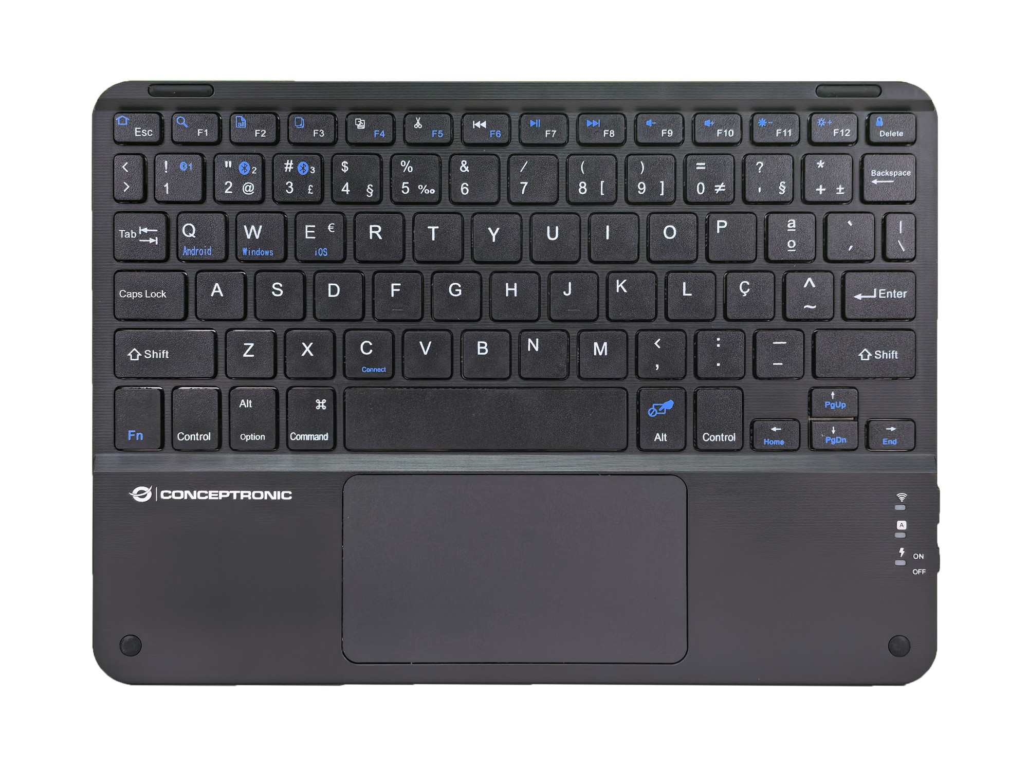 Conceptronic TOBIN01BPT 10-inch Bluetooth Touchpad Keyboard, QWERTY Portuguese