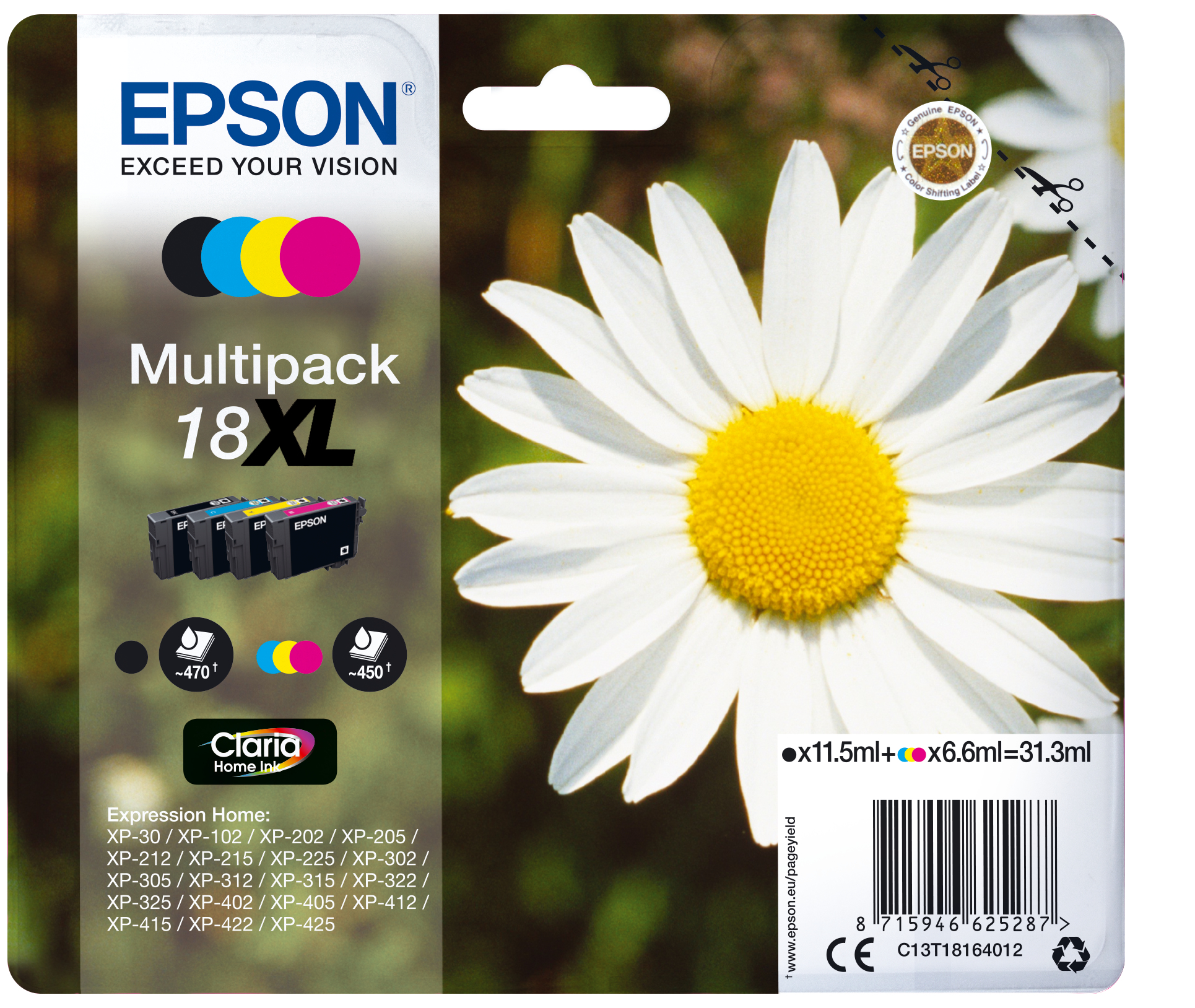 Image of Epson C13T18164012/18XL Ink cartridge multi pack Bk,C,M,Y...