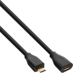 InLine Micro-USB 2.0 extension cable, Micro-B M/F, black/gold, 2m