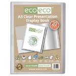 Eco Eco A3 50% Recycled Clear 20 Pocket Presentation Display Book - Single