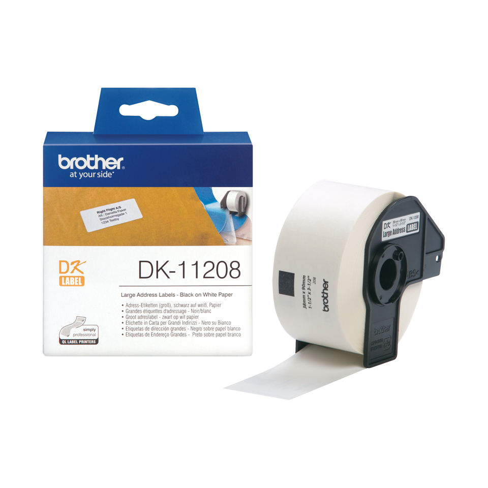 Brother DK-11208 DirectLabel Etikettes 38mm x 90mm 400 for Brother P-Touch  QL/700/800/QL 12-102mm/QL 12-103.6mm