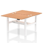 Dynamic Air Back-to-Back W1200 x D800mm Height Adjustable Sit Stand 2 Person Bench Desk With Cable Ports Oak Finish White Frame - HA01678 DD