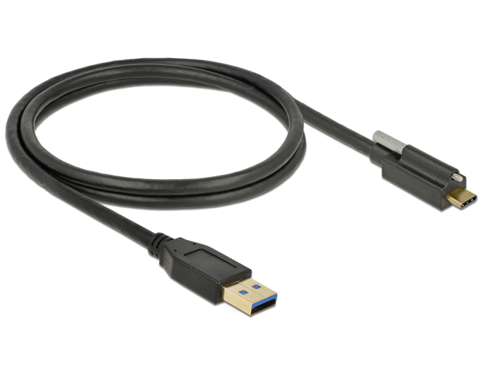 EU Product - SuperSpeed USB-A to USB-C Cable with screw, 10bps, 1m thumbnail