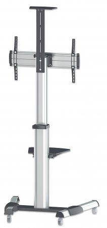 Manhattan Monitor/LFD Trolley Stand, 1 screen, 37-70", Vesa 200x200 to 600x400mm, Max 50kg, Silver, Box