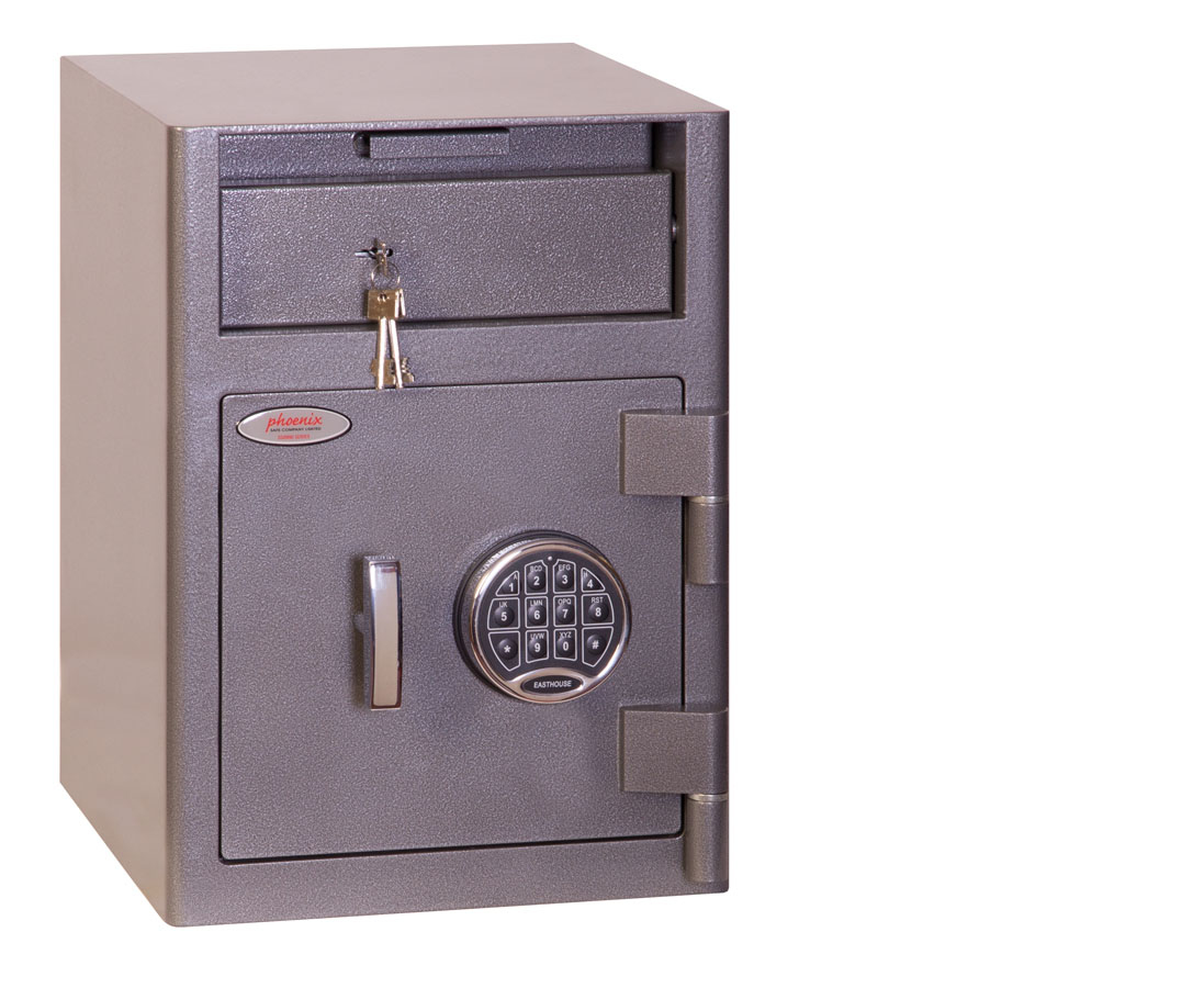 Phoenix Safe Co. Cash Deposit Size 1 Security Safe Elctrnic Lock DD Floor safe Grey 47 L