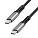 LogiLink USB 2.0 Type-C cable, C/M to C/M, 480 Mbps, 240W,nylon,metal,black/silver,1.5 m