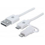 Manhattan 390613 USB cable USB 2.0 1 m USB A Micro-USB B White