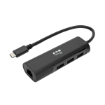 Tripp Lite U460-003-3A1GB 3-Port USB 3.x (5Gbps) Hub with LAN Port, USB-C to 3x USB-A Ports and Gigabit Ethernet, Black